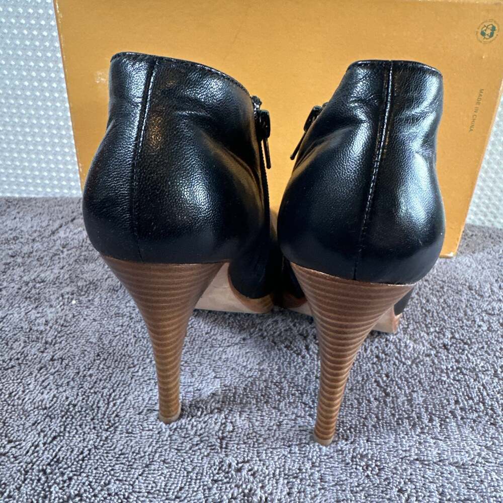 Steven by Steve Madden Lipstik Black Leather High Heel Ankle Booties - Picture 4 of 8